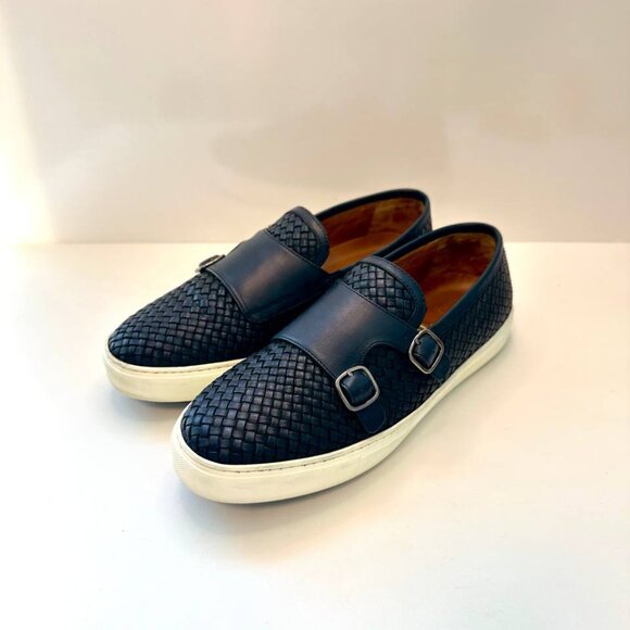 Massimo Dutti Other - Massimo Dutti Men’s Double Monk Strap Woven Leather Loafers – Blue – Size EU 42